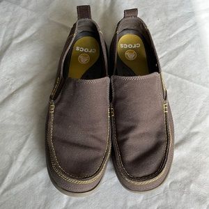 Chocolate brown Croc canvas boat shoes size 11